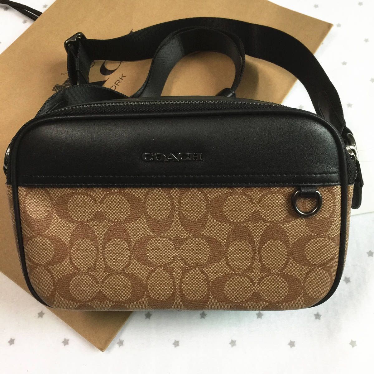 新品未使用】COACH コーチバッグ C4149 カーキ×ブラック ダブルジップ