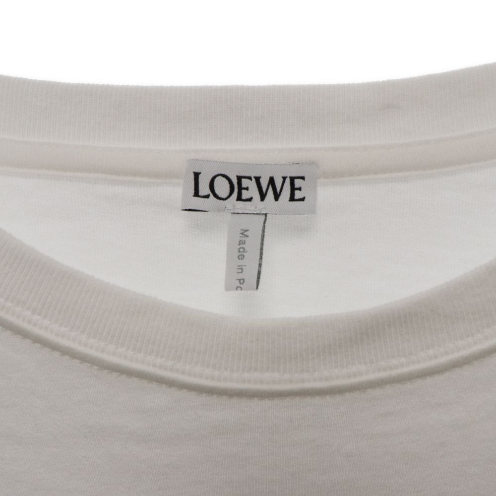 ロエベ Tシャツ アナグラム 刺繍 クルーネック 半袖 白 ハイローヘム LOEWE (ロエベ) アナグラム刺繍 半袖Tシャツ ホワイト クルー