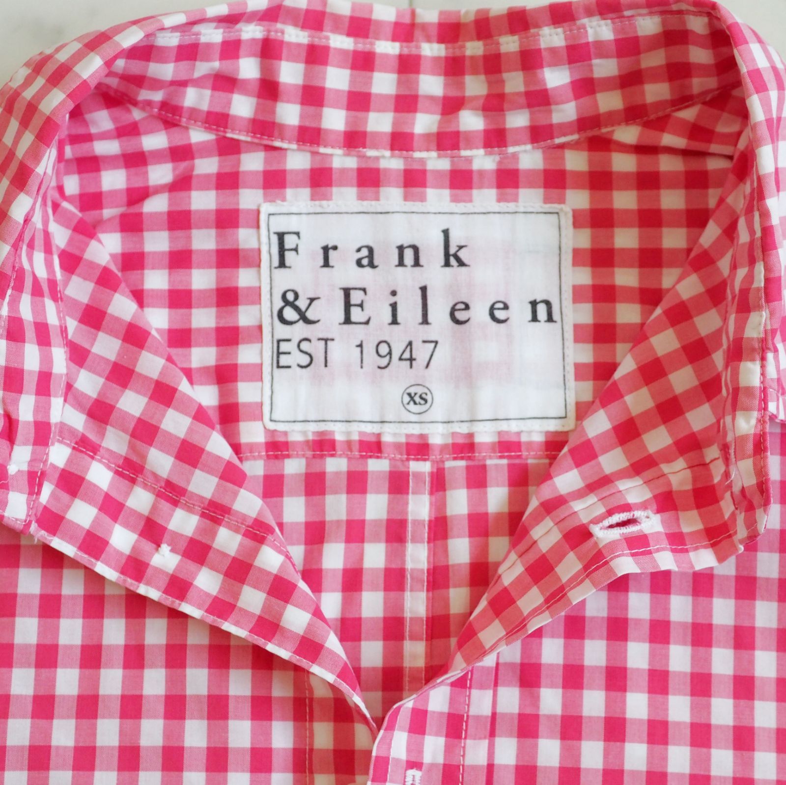 美品 フランク&アイリーン グレー チェック 長袖シャツ コットン M相当 XS Frank＆Eileen フランクアンドアイリーン 長袖シャツ ギンガム
