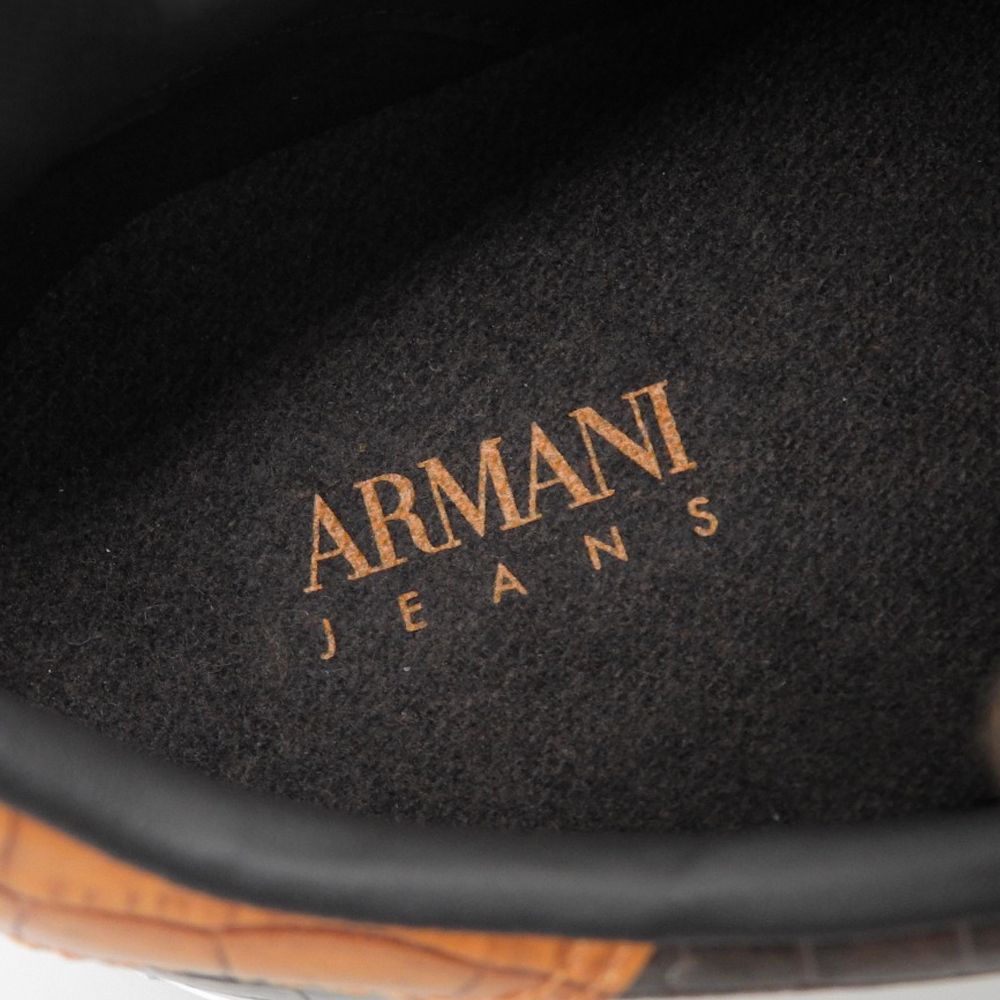 【本物保証】 新品同様 アルマーニ ジーンズ ARMANI JEANS ローカット スニーカー 靴 レザー ブラウン 43 メンズ