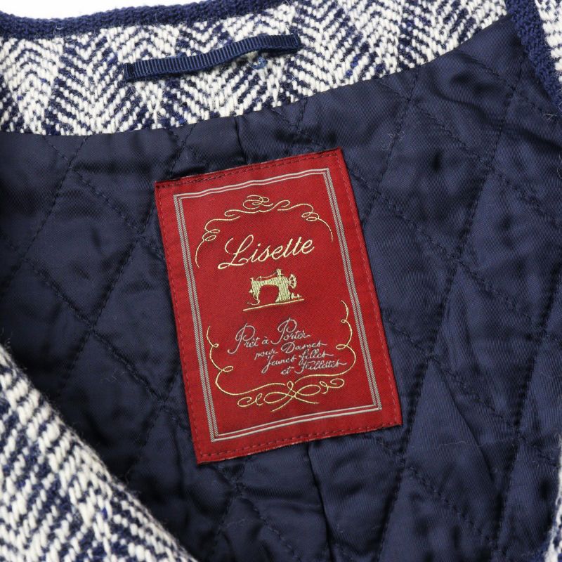 美品『リゼッタLisette』クラウス ノーカラーコート 総柄 キルティング 美品『リゼッタLisette』クラウス ノーカラーコート 総柄 キルティング