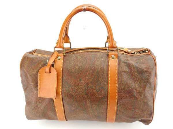 エトロ ボストンバッグ ミニボストンバッグ ペイズリー ブラウン PVC