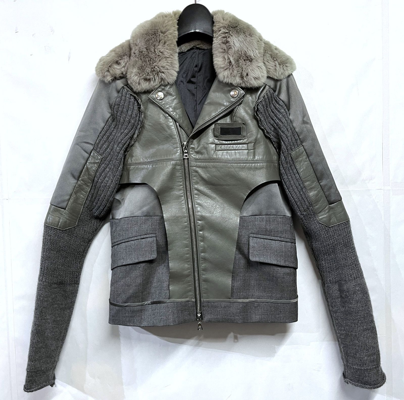 00s ヴィンテージ UNDERCOVER｜アンダーカバー WIND STOPPER ラビットファー ニットスリーブ レザージャケット アーカイブ