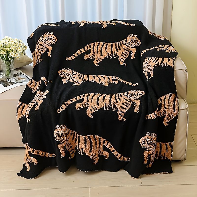 ソファーカバー Tiger 虎 トラ タイガー 2人掛け 柄 おしゃれ かわいい 160x120cm 黒 ラグ マット