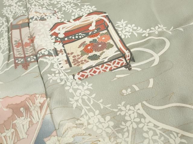 平和屋着物○訪問着 友禅 駒刺繍 色紙重ね花文 暈し染め