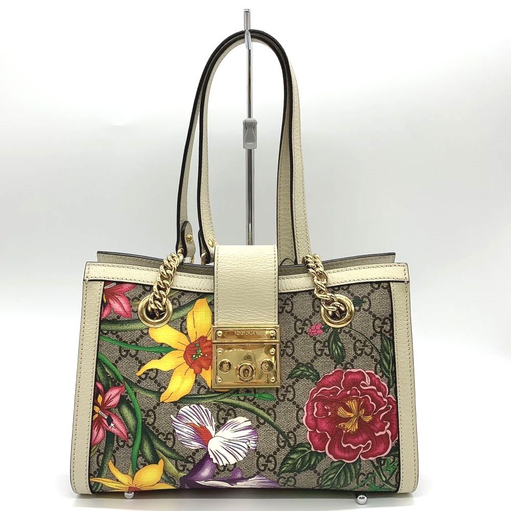 GUCCI グッチ チェーンショルダーバッグ フローラ 花柄 パドロック GG 