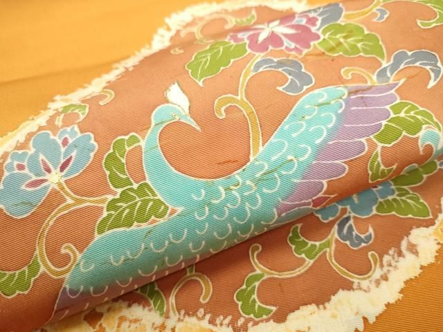 平和屋着物●塩瀬　つけ帯　鳳凰花唐草文　銀糸　正絹　逸品　CAAT8044hy 平和屋着物○塩瀬 つけ帯 鳳凰花唐草文 銀糸 正絹 逸品 CAAT8044hy