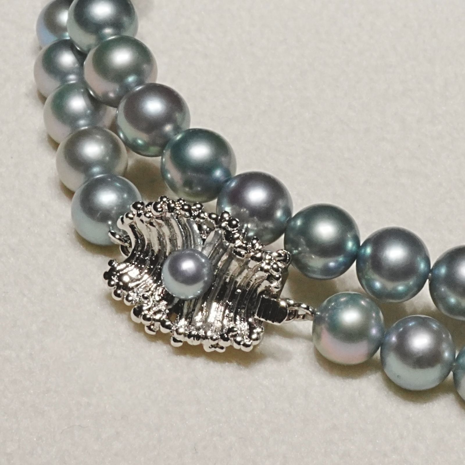 タサキ ブルー パール シルバー ネックレス 田崎真珠|24-5201M