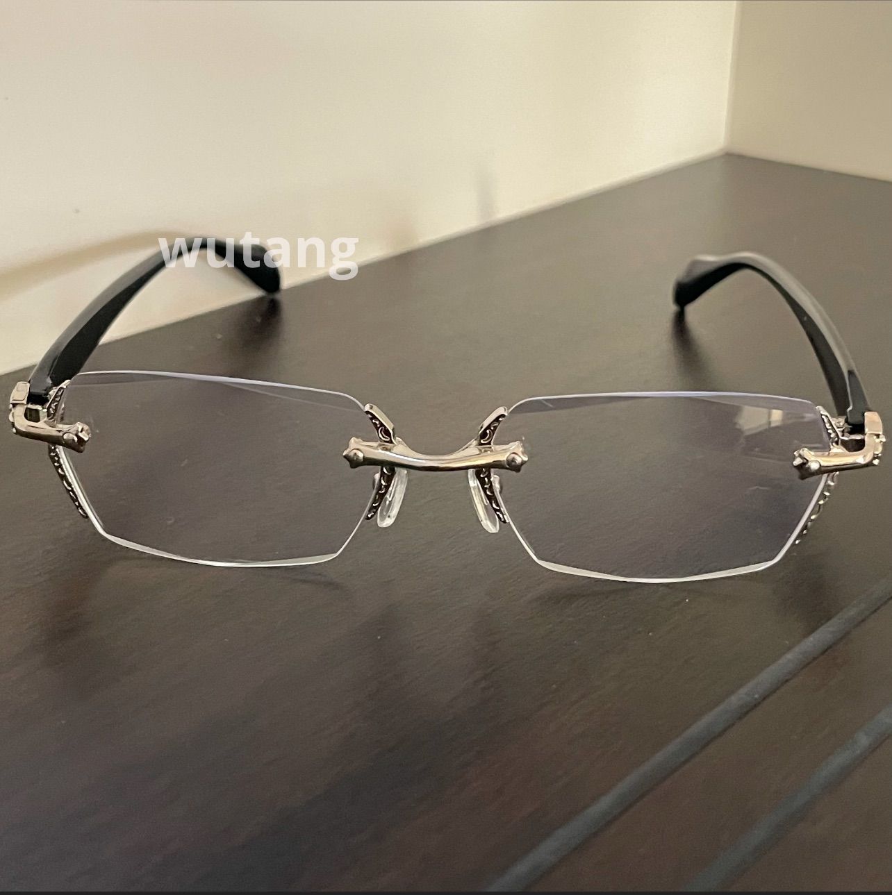 リムレス シルバー メガネ リムレスメガネ シルバー メガネ 度なし 縁なし 男女兼用 - メルカリ