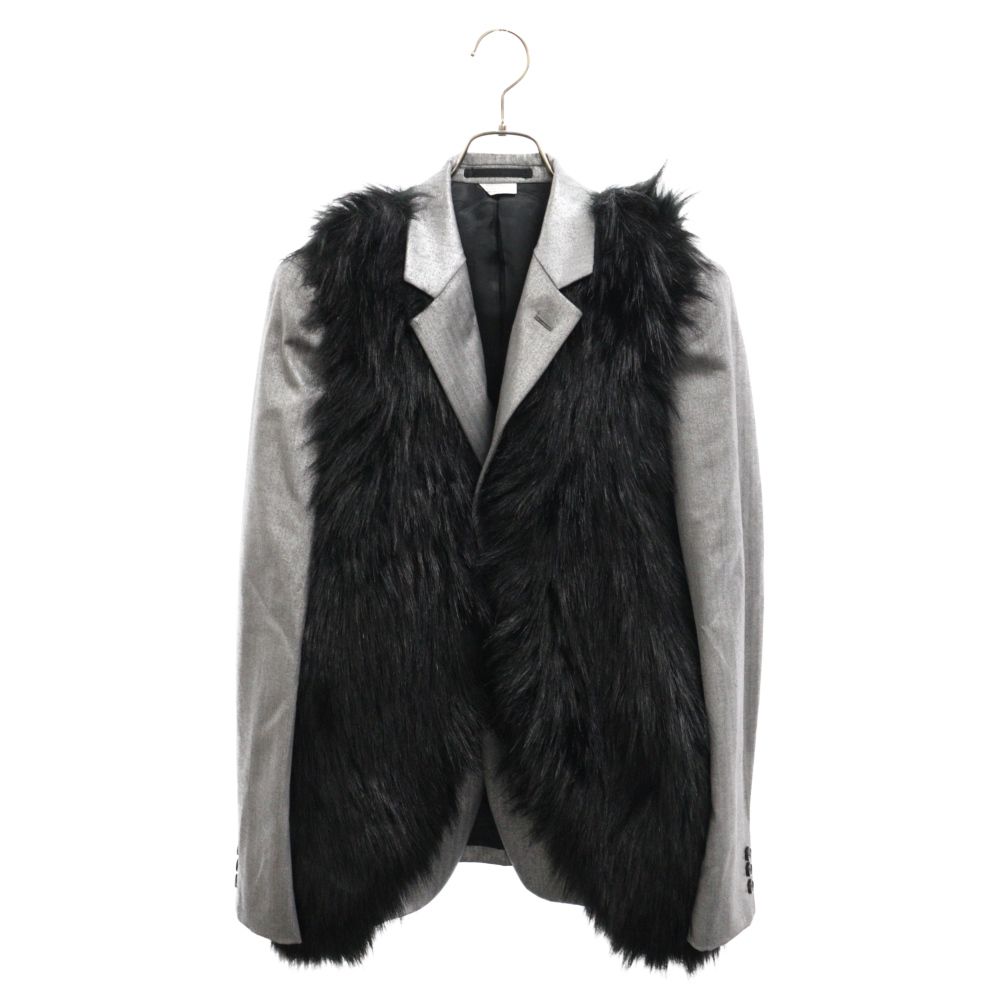 COMME des GARCONS HOMME PLUS コムデギャルソンオムプリュス 23AW フロント エコファー ヘリンボーン柄 ラメ ノッチドラペル テーラードジャケット シルバー PL-J003 COMME des GARCONS HOMME PLUS (コムデギャルソンオムプリュス) 23AW