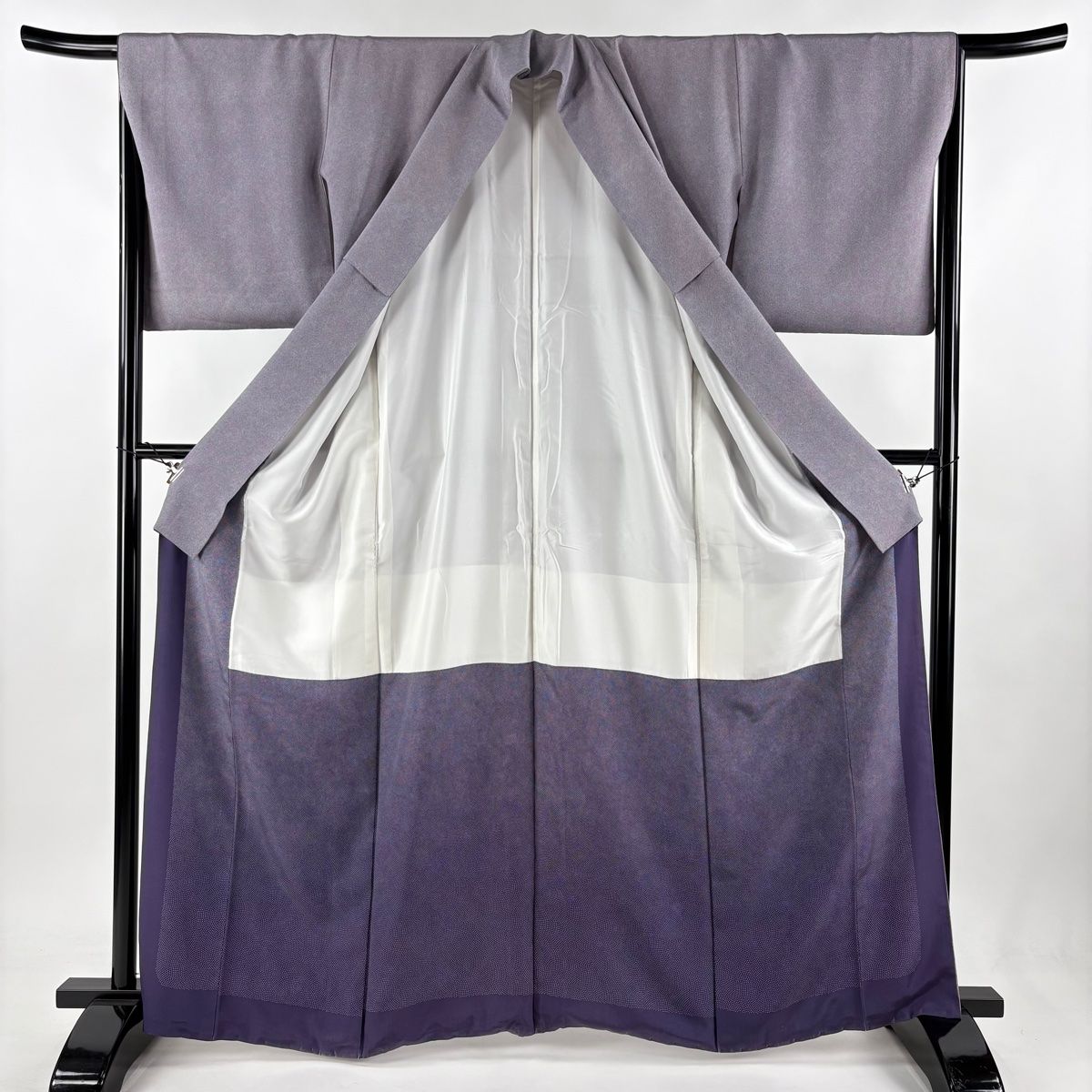★専用★美品 小紋 鮫小紋 紅紫色 身丈156.0cm 裄丈64.5cm 袷 美品 小紋 灰紫 ぼかし 刺繍 身丈158cm 袷 お洒落 カジュアル