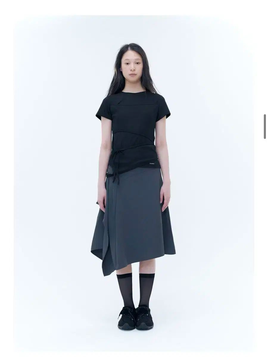 ミセキソウル Side pleats gathered midi skirt