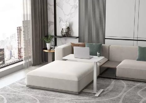 LokLok ガス式昇降テーブル 軽量 キャスター 移動簡単 ベッドルーム