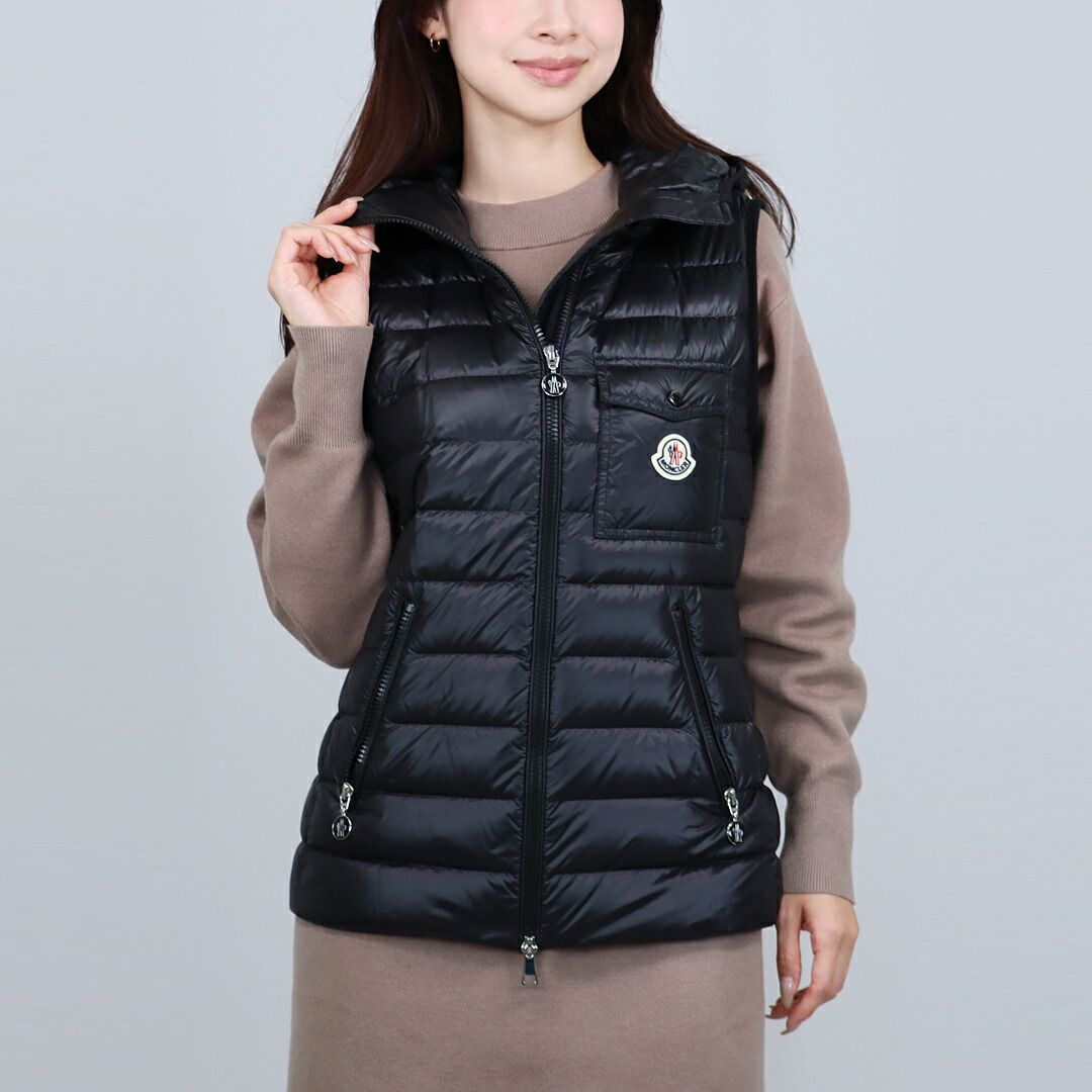 モンクレール MONCLER レディース ダウンベスト ジレ GLYGOS 1A000 75 595ZZ 999 BLACK お取り寄せ
