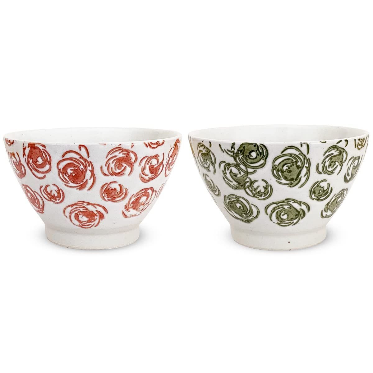 【数量限定】ペア 茶碗 勲山窯 セット セット 直径 11cm 高さ J-kitchens 6.5cm 粉引バラ尽くし 波佐見焼 日本製