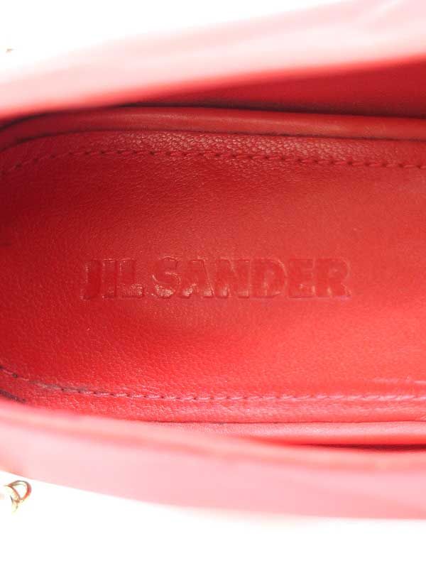 JIL SANDER ジルサンダー ポインテッドトゥメタルリングレザーバレエ