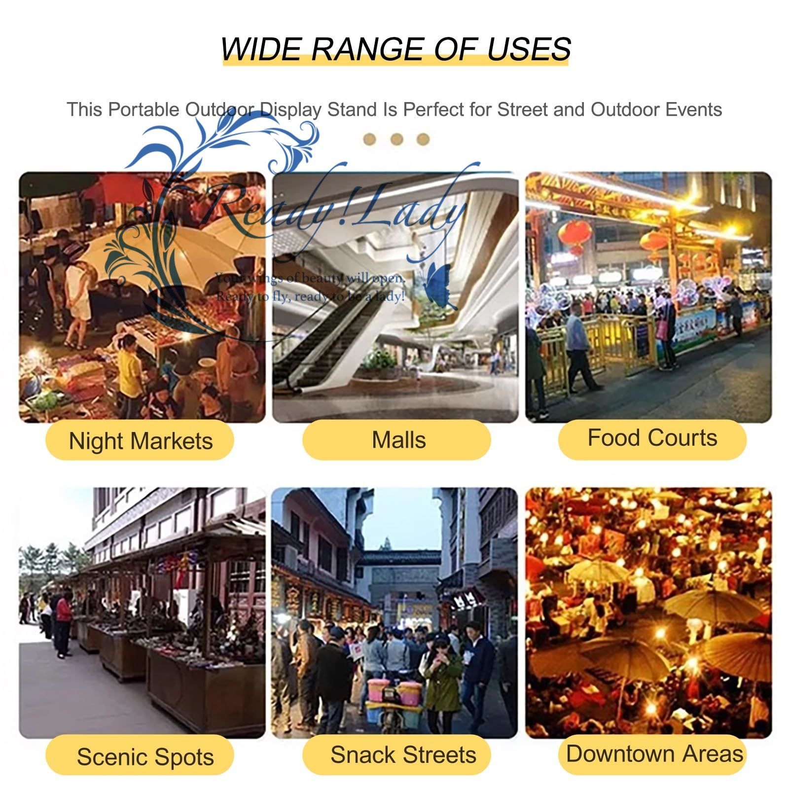 仮設店舗セット 折りたたみ屋台カート 簡単組み立て フード出店 ファーマーズマーケット White 180cm 71in MARWIL-DEMENAGEMENTS_CH