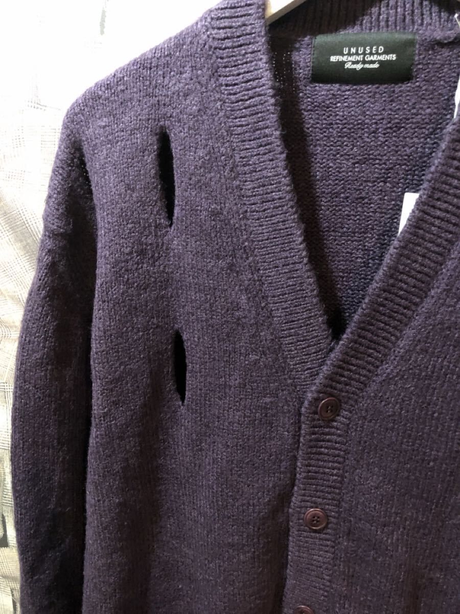 48400円 福岡 UN アンユーズド 22SS サイズ1 パープル カーディガン シルク ナイロンUS2208 5G holed cardigan FK
