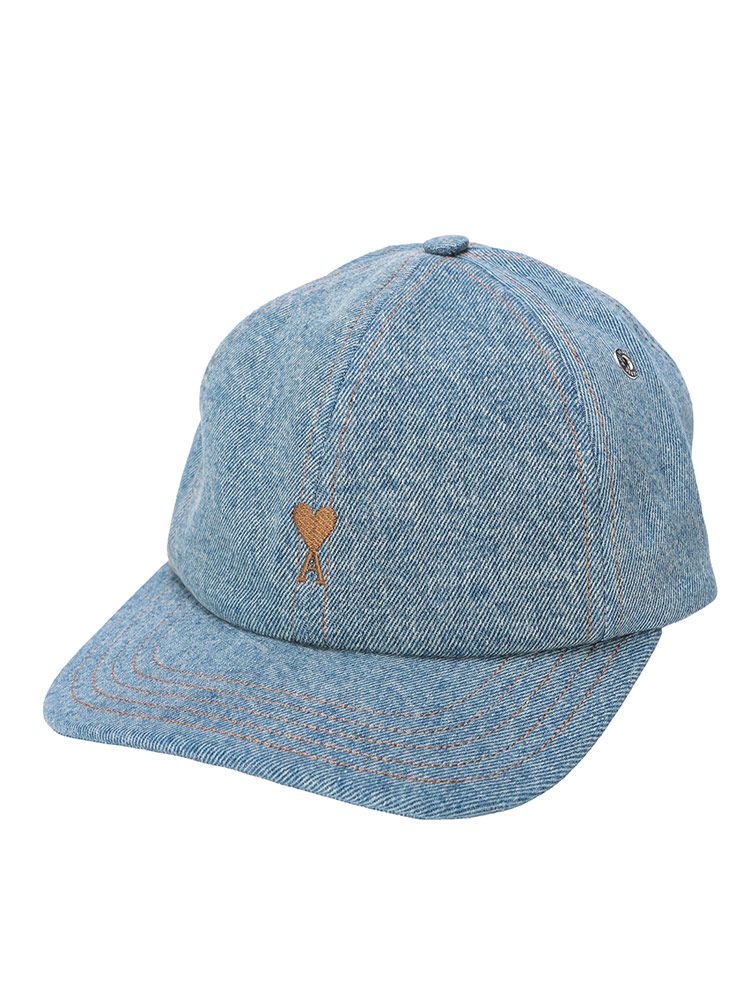 AMI PARIS アミパリス Ami De Coeur エンブロイダリー ウォッシュドデニム キャップ