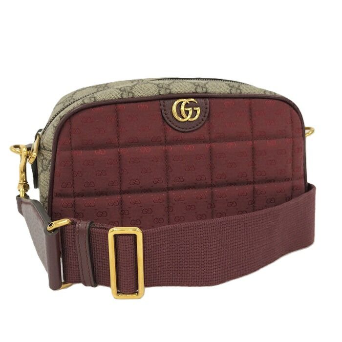 GUCCI ショルダーバッグ ミニGGキャンバス ボルドー ブラウン