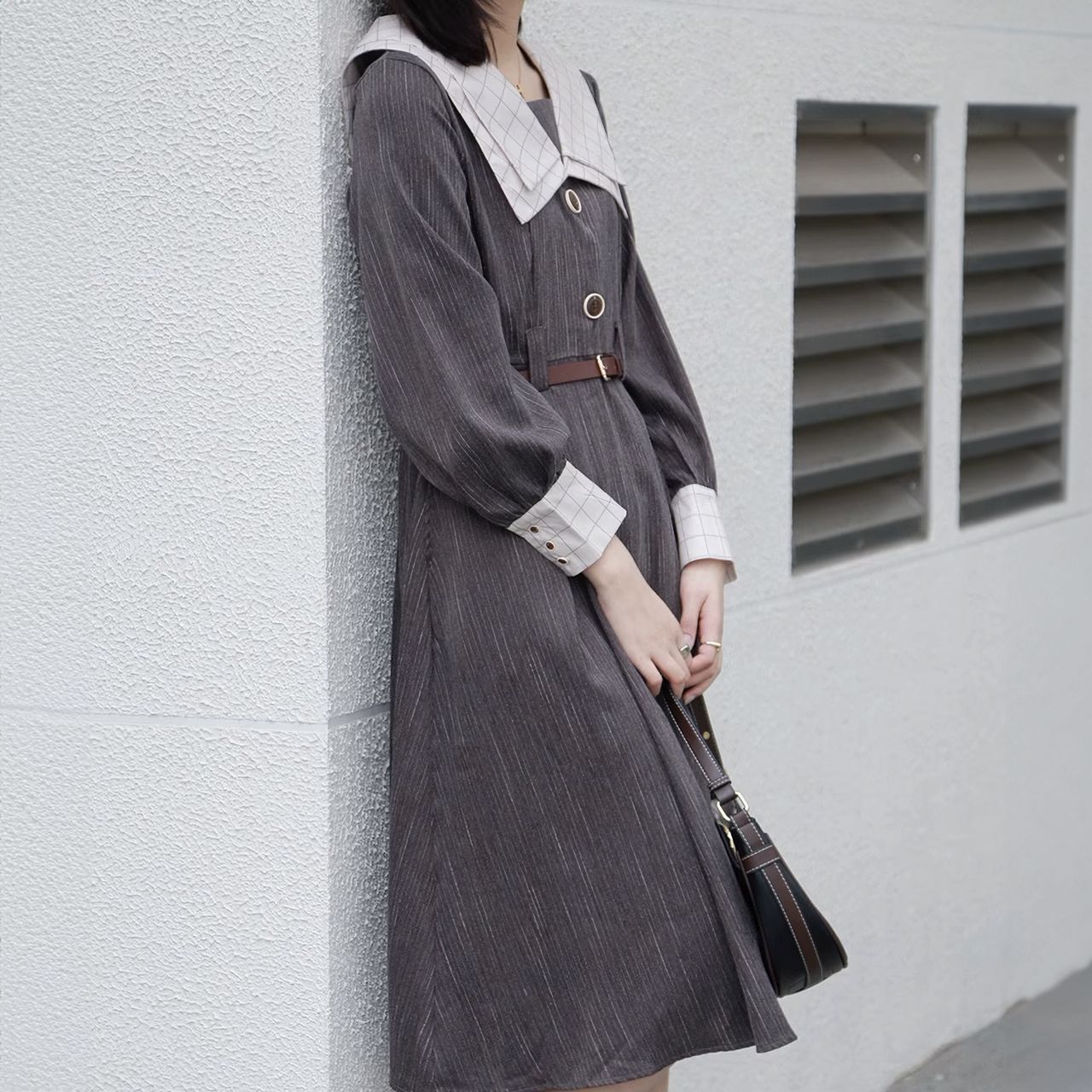 美品✨フォクシー 襟付き フルタックフレアードレス ワンピース グレー 40 imgrc0107536335.jpg