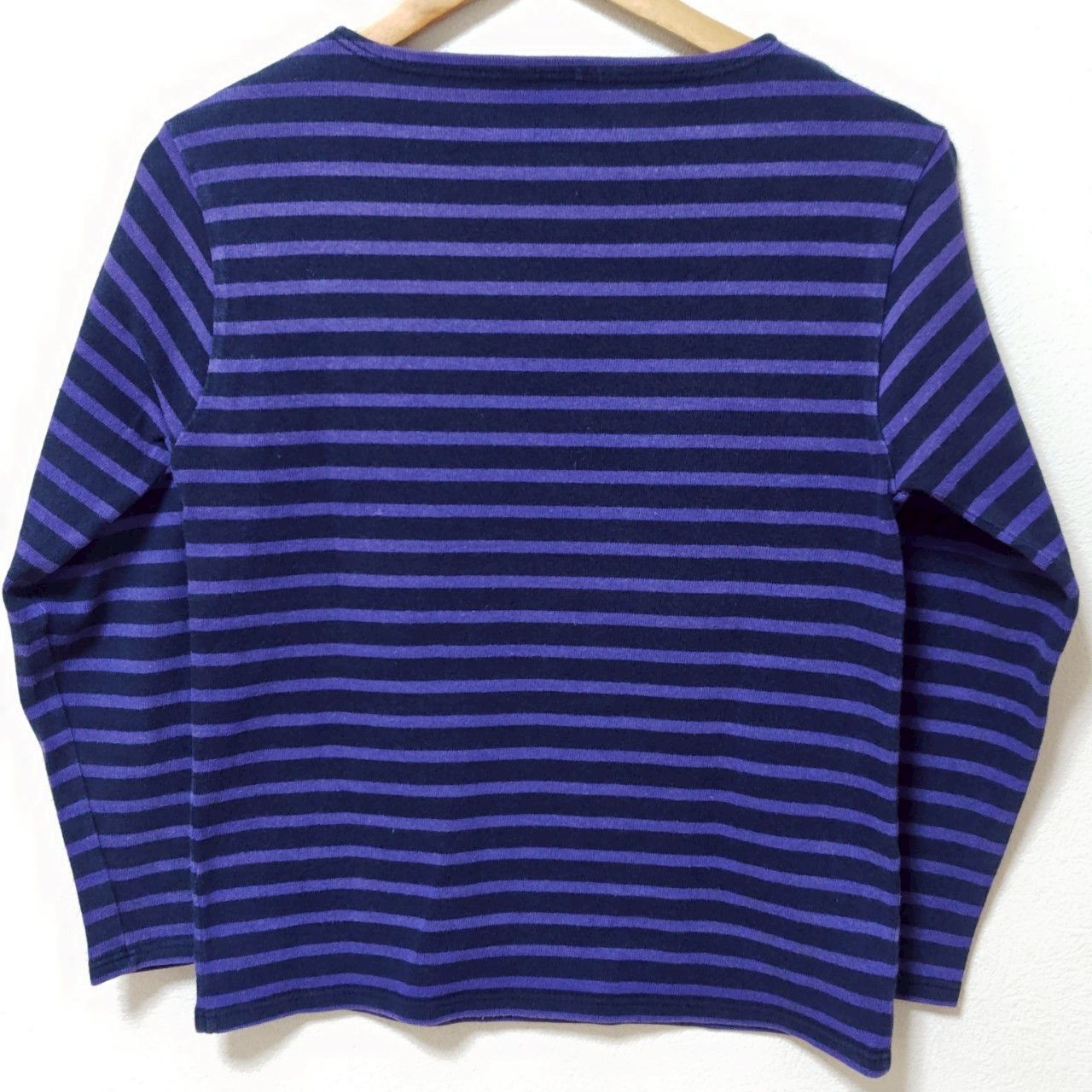 美品 SAINT JAMES セントジェームス 長袖 Tシャツ カットソー バスクシャツ ロゴ 刺繍 コットン ボートネック フランス製 XS キナリ レディース 古着 中古 セントジェームス SAINT JAMES 【SAINT JAMES / セント