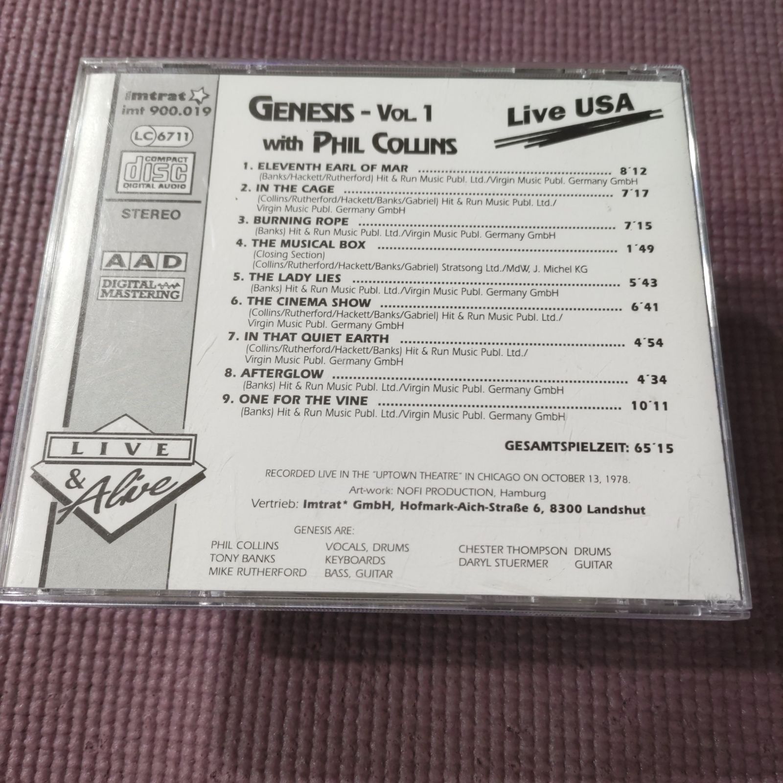 Phil Collins Face Value CD TARGET ERA! JAPAN Atlantic 16029