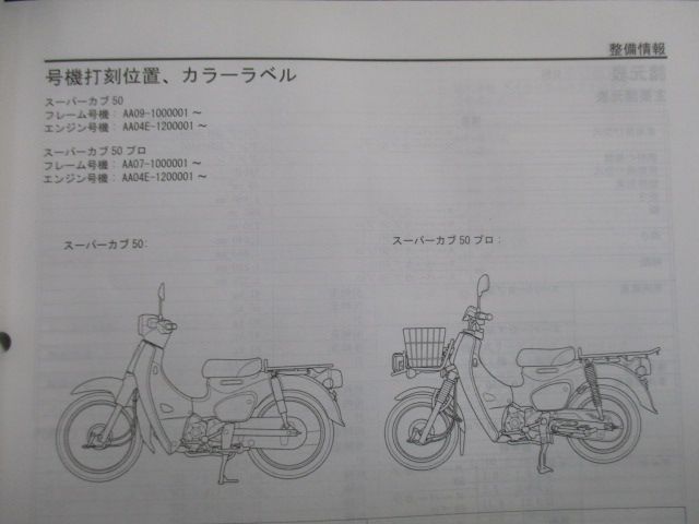 スーパーカブ50 サービスマニュアル ホンダ 正規 中古 バイク