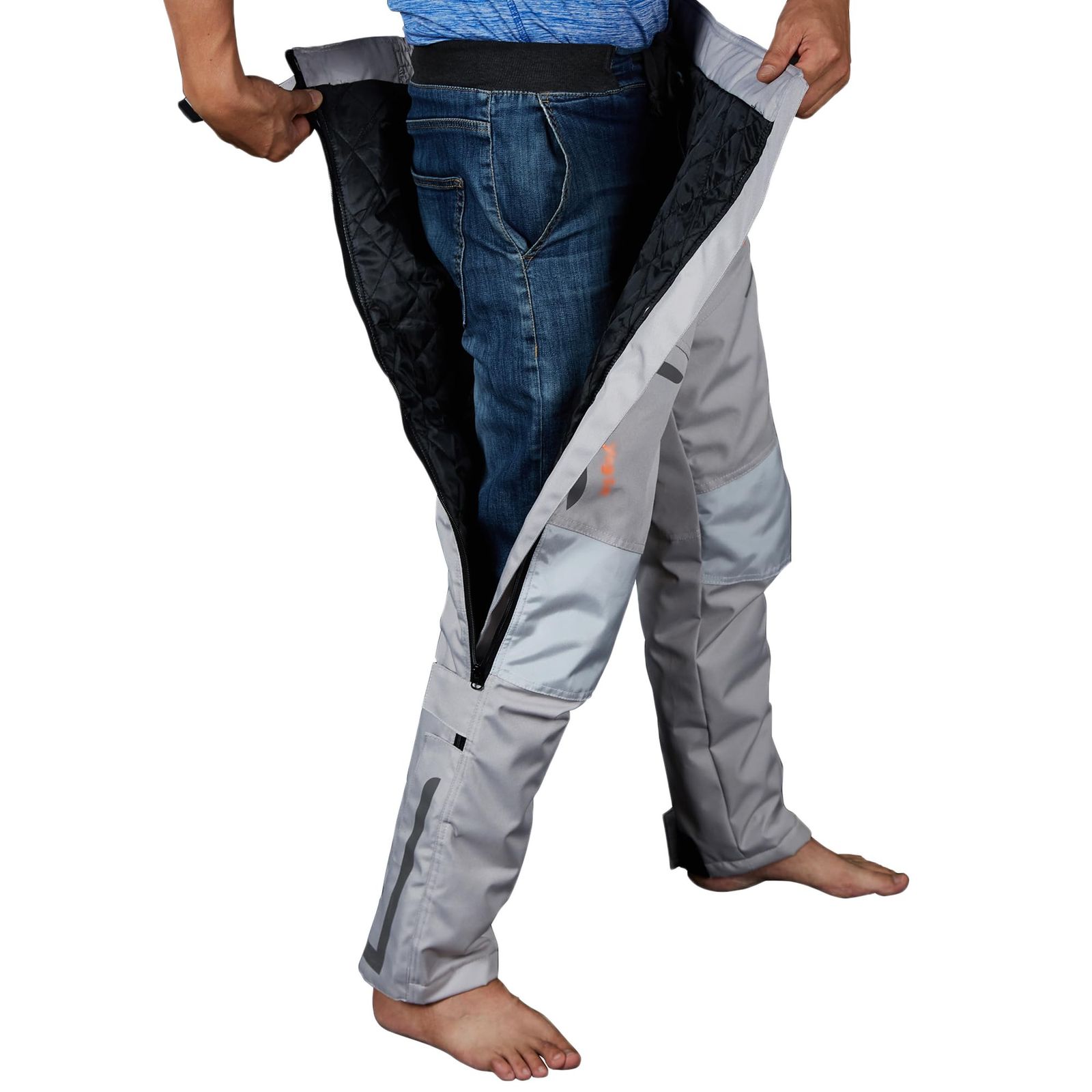 RENHE バイク オーバーパンツ 冬用 バイクパンツ メンズ ライディングパンツ 防寒 ライダースパンツ プロテクター付き スノーボードパンツ 防寒保温 防風防水 グレー 3XLサイズ