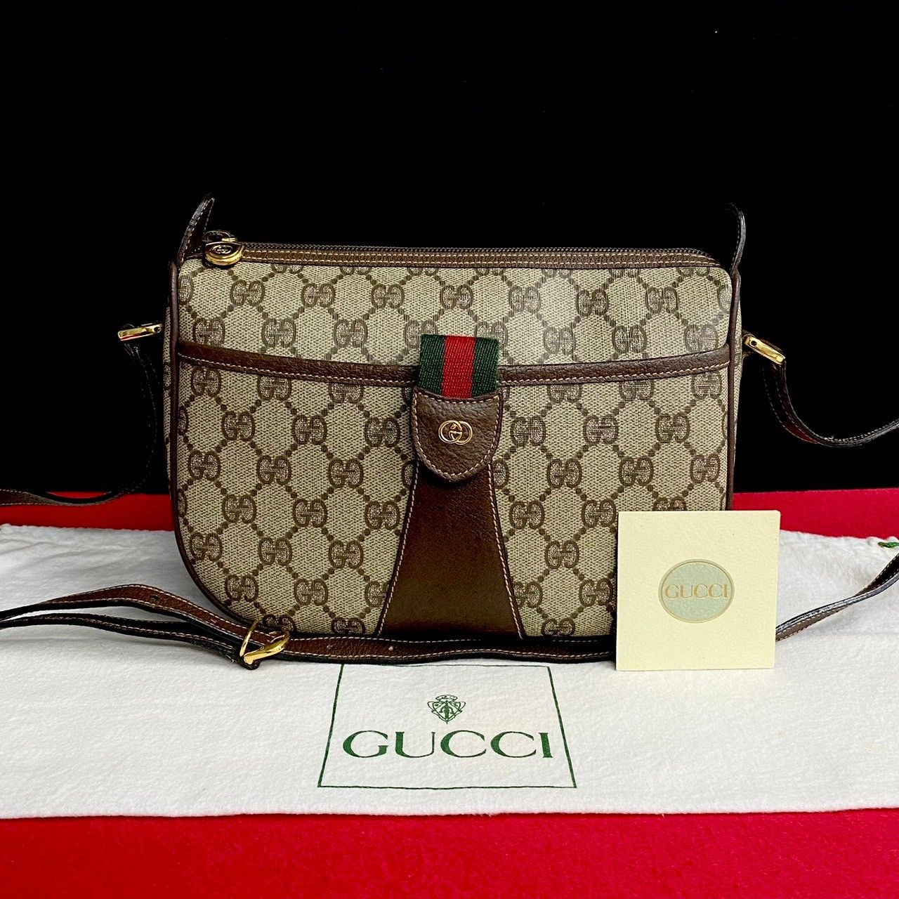 ほぼ未使用 GUCCI オールドグッチ グッチ ヴィンテージ シェリーライン GG レザー 本革 ミニ ショルダーバッグ ポシェット ブラウン  71042 - メルカリ