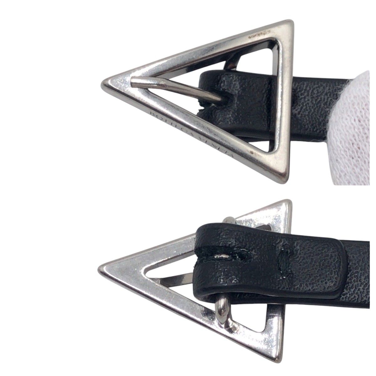 美品/付属品完備✨ボッテガヴェネタ トライアングル ベルト レザー シルバー金具 ボッテガ・ヴェネタ BOTTEGA VENETA トライアングルバックル