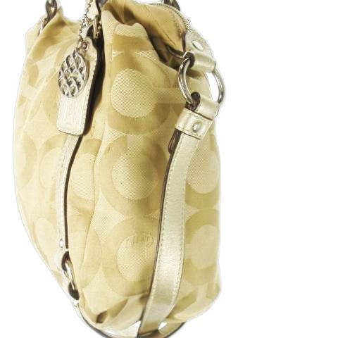 コーチ COACH ハンドバッグ 2way ショルダーバッグ キャンバス レザー 革 オプアート ベージュ 15275 CK13 GY11