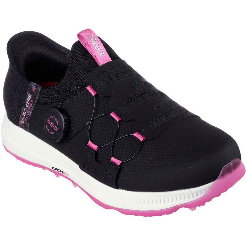 SKECHERS スケッチャーズ ゴーゴルフ エリート 5 - スリップイン ゴルフ シューズ 123062-bkpk、ブラック/ピンク