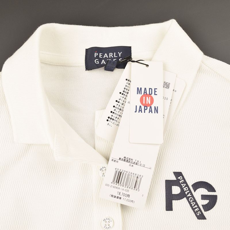 【タグ付き】PEARLY GATES 日本製　パーリーゲイツ ポロシャツ 白 タグ付 未使用 PEARLY GATES パーリーゲイツ ニコちゃん 総柄