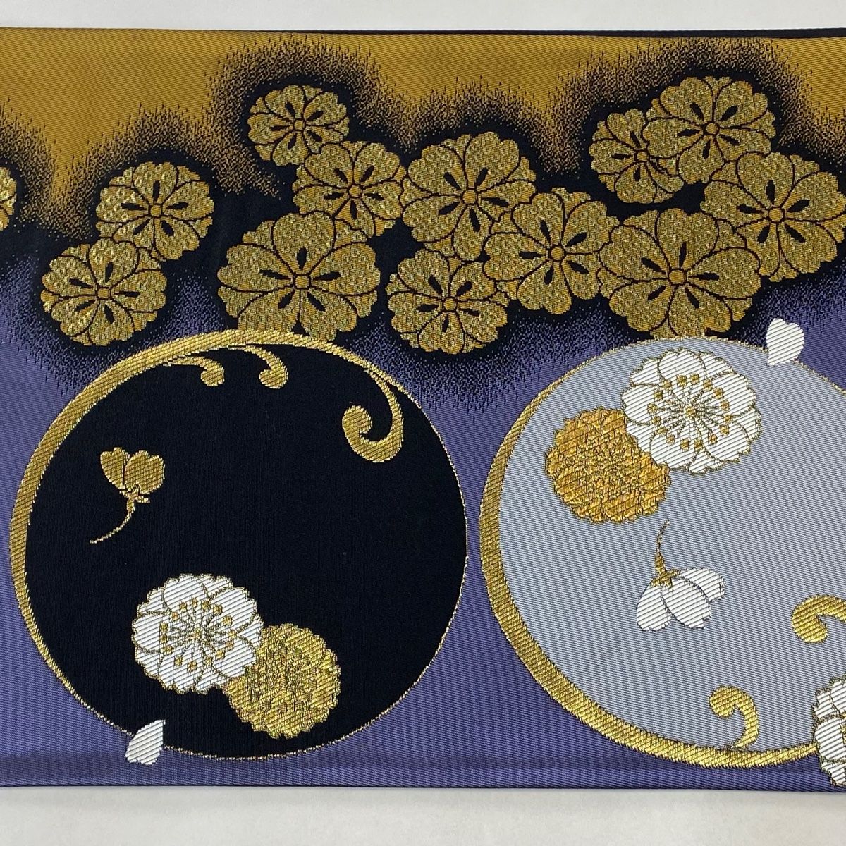 袋帯 【超美品】 リバーシブル 六通 青 紫 桜 正絹 袋帯 秀品 桜 波頭 箔 青紫 六通 正絹 【中古】 - メルカリ