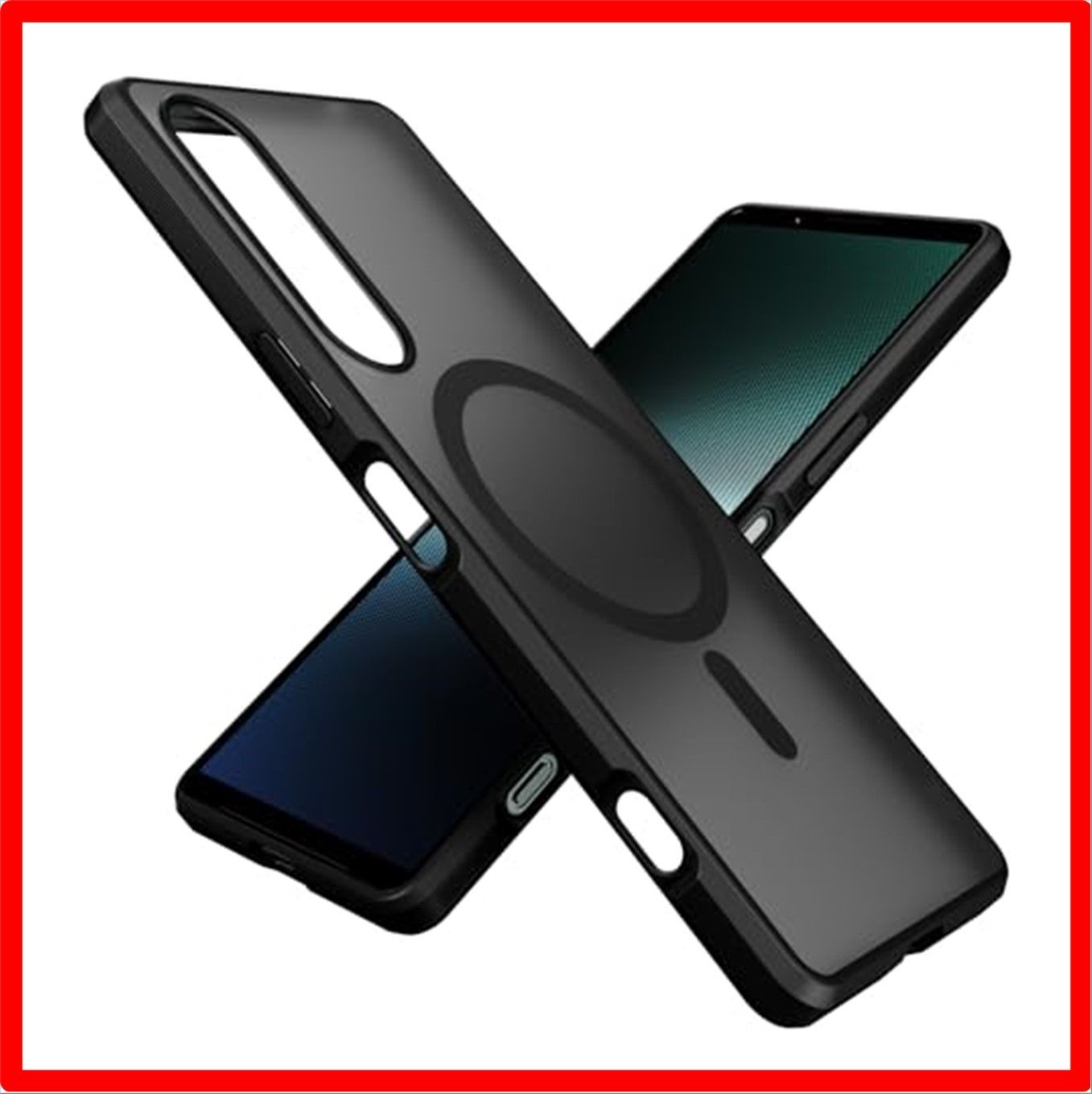 【匿名配送】ブラック(マグネット搭載) For Xperia1 V ケース SO-51D SOG10ケース 用 ケース 半透明 マグネット搭載 耐衝撃 マット感