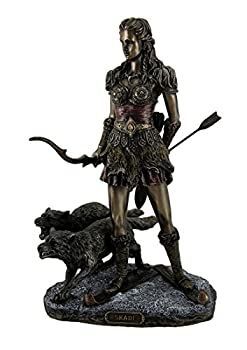 Resin Statues Skadi Norse Giantessスキー冬の女神と山with Wolves Statue 8?x 10.5?X 7インチブロンズモデル# wu76984?a4