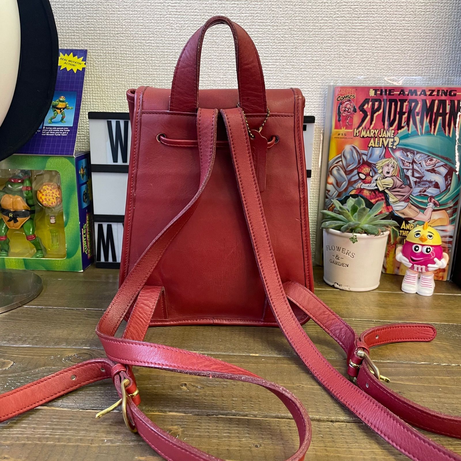 良品 OLD COACH オールドコーチ リュック レッド オールレザー