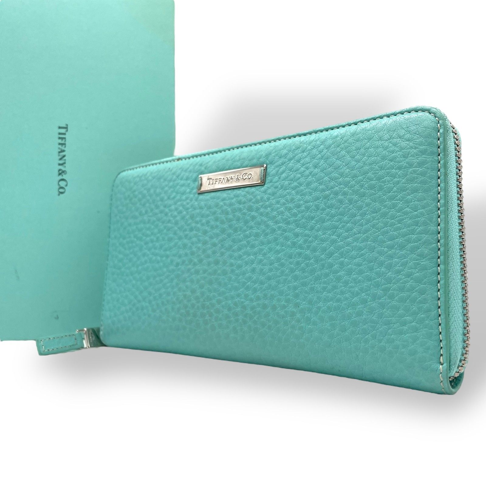 【美品】TIFFANY ティファニー　長財布　ラウンドファスナー　青　ブルー TIFFANY&Co.（ティファニー） ラウンドファスナー 長財布 ティファニー