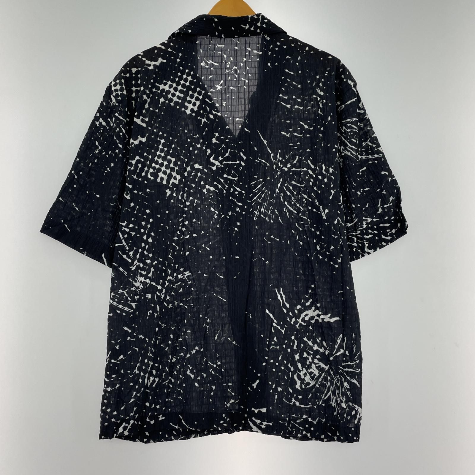 ZARA ザラ 総柄 半袖シャツ sizeEUR L/ブラック×ホワイト - メルカリ
