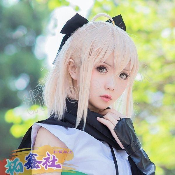 FGO 沖田総司 衣装とセット済みウィッグ Amazon.co.jp: [milky time] ウィッグ付き Fate/Grand ordar