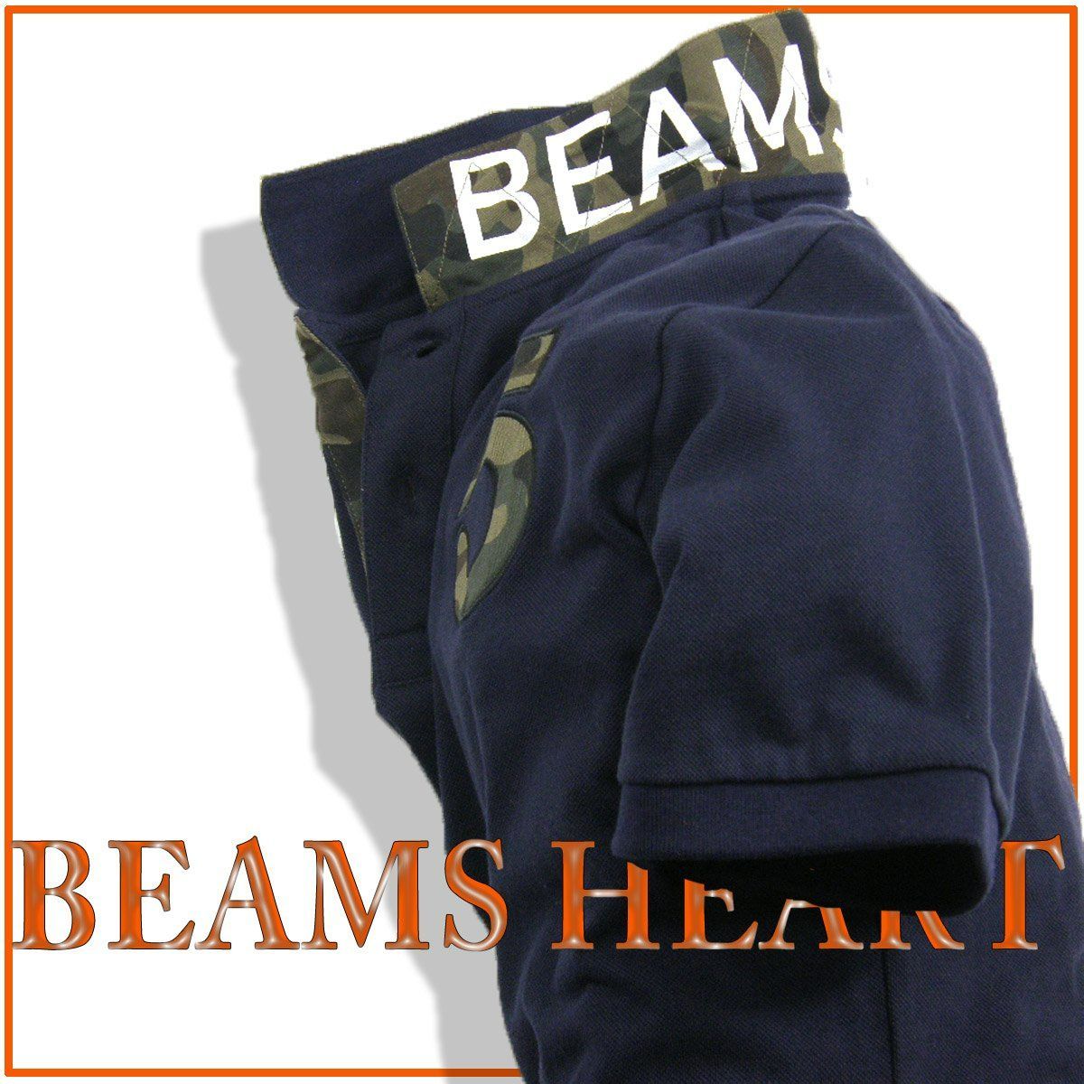 【新品】 BEAMS HEART × COOLMAX / ビームスハート × クールマックスポロシャツ 吸水速乾 半袖 鹿の子 迷彩柄 カモ カモフラージュ ネイビー 紺 ビジネスカジュアル ビームス 春夏 真夏 盛夏 梅雨