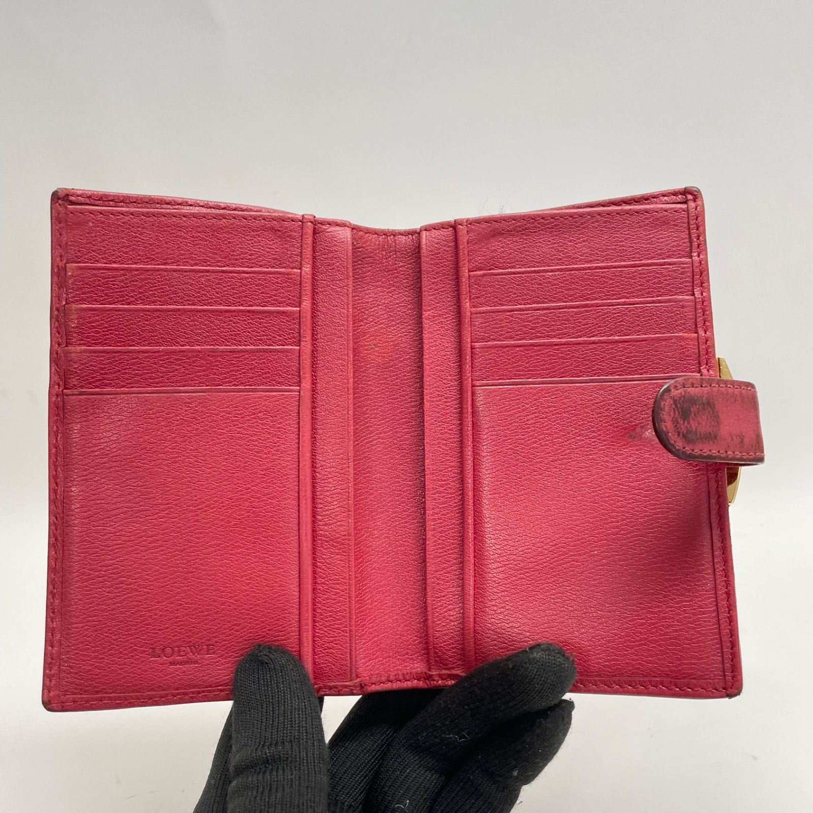 2073 LOEWE ロエベ 折り財布 アナグラム レザー レッド 赤 2073 LOEWE ロエベ 折り財布 アナグラム レザー レッド 赤