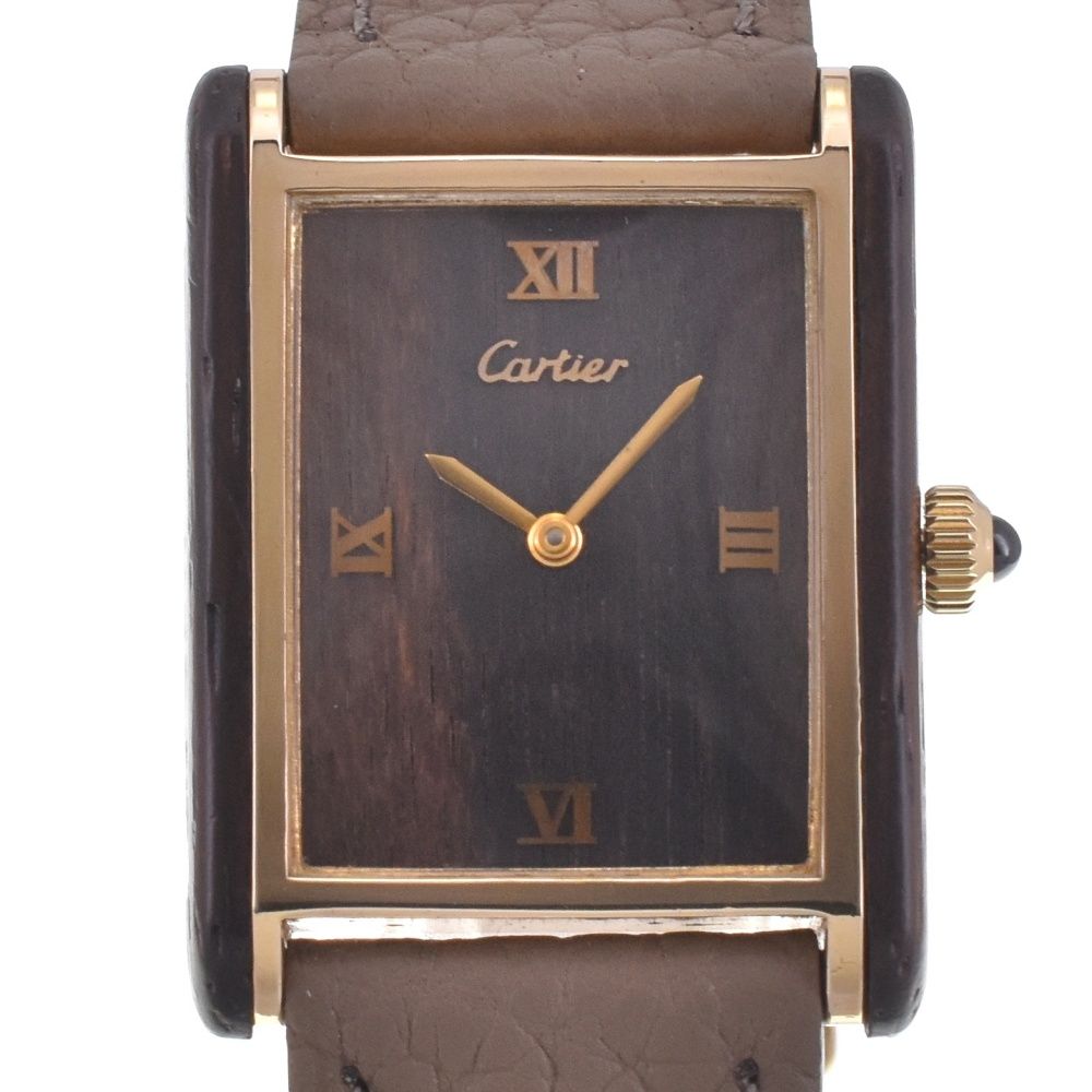 カルティエ CARTIER 1974213 オーガニック タンク ウッド LM 手巻き メンズ 美品 Z#142563