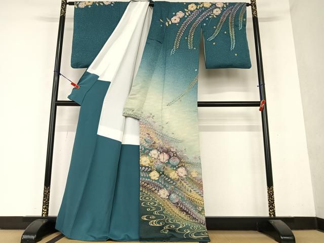 平和屋着物○訪問着 作家物 泰常 辻が花 絞り 暈し染め 金彩 銀通し地