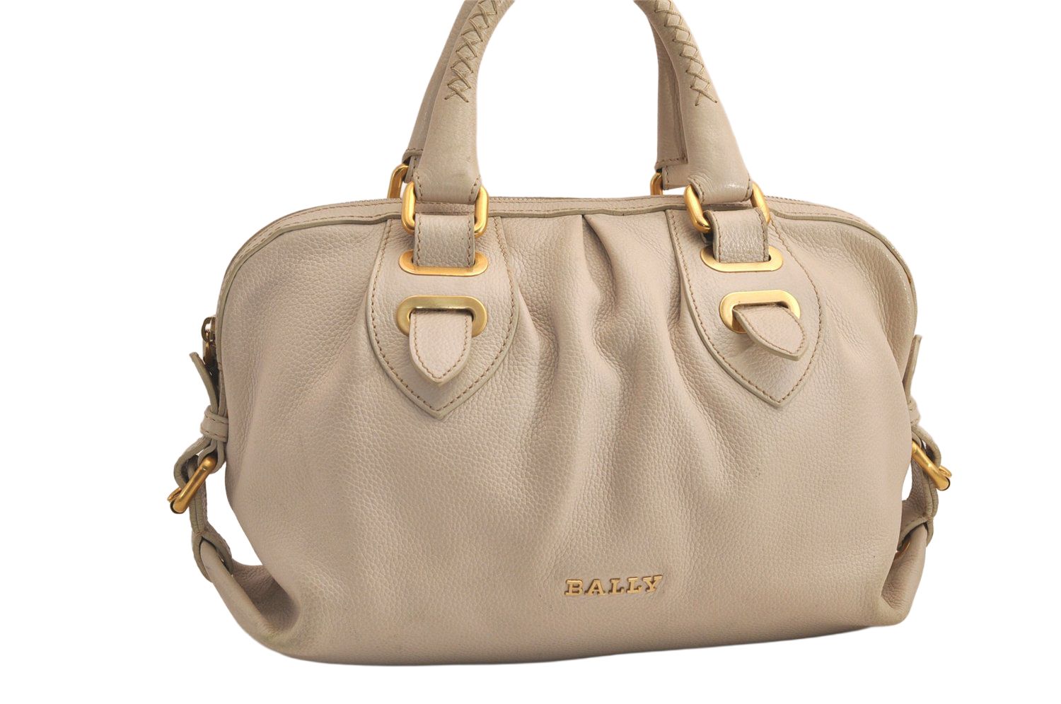 BALLY バリー ヴィンテージ レザー ハンドボストンバッグ ホワイト 6321M