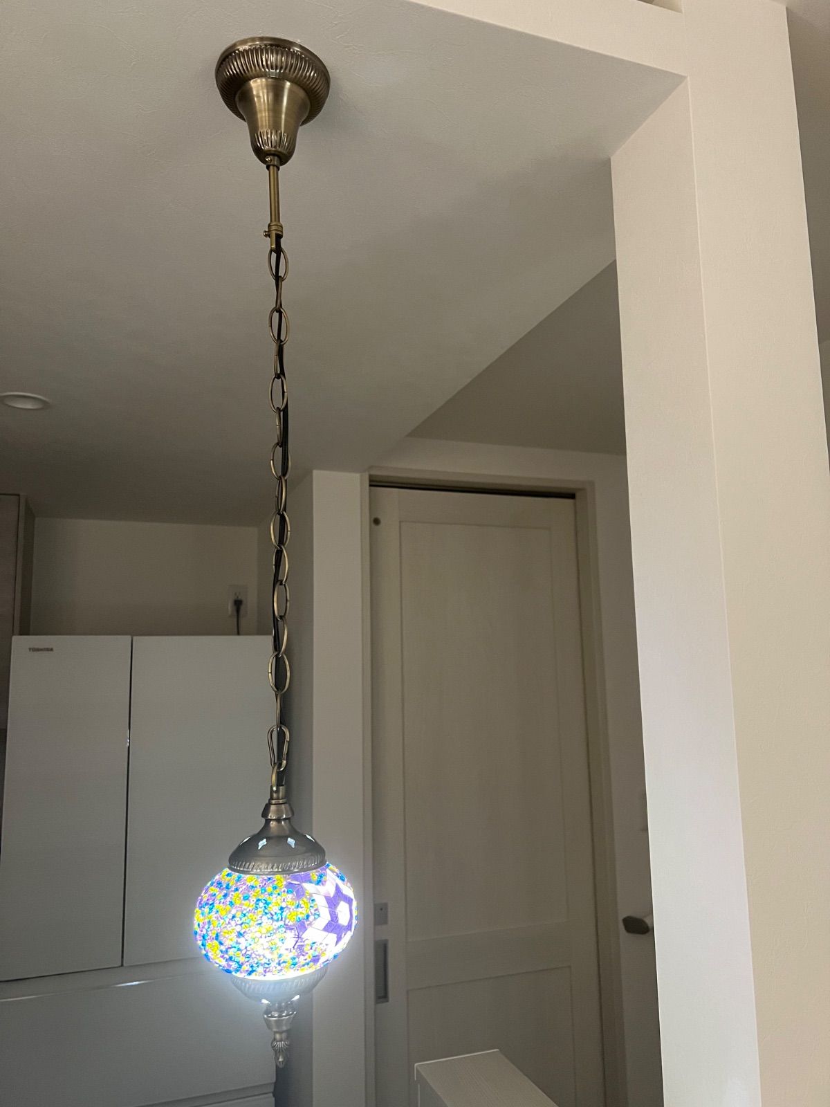 引掛けシーリング用 3色LED電球付き　トルコモロッコモザイク ステンドグラス 引掛けシーリング用 3色LED電球付き トルコモロッコモザイク ステンド