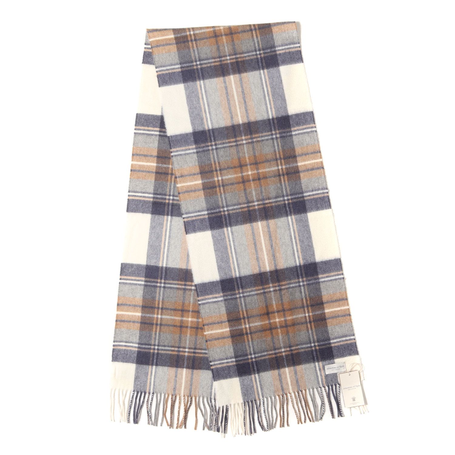 Johnstons of Elgin ジョンストンズ オブ エルガン フリンジ タータンチェック カシミヤ ニット マフラー | MADE IN SCOTLAND | サイズ:190×35cm | ブランド ファッション アイテム 小物 雑貨【メンズ】【K4582】 新品】Johnstons of Elgin ジョンストンズ オブ エルガン フリンジ