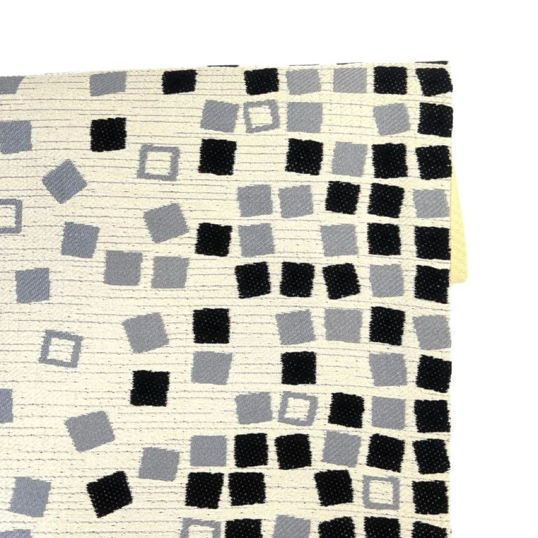 名古屋帯　風通後織　色紙文様　色紙散らし　モノトーン　着物　082a d 名古屋帯 風通後織 色紙文様 色紙散らし モノトーン 着物 082a d