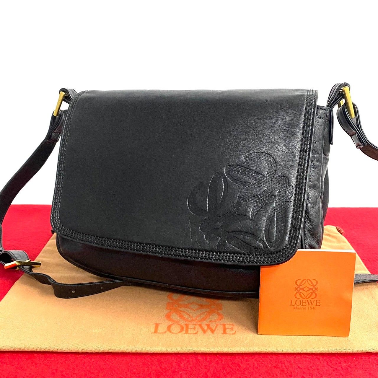 極 美品 希少品 LOEWE ロエベ アナグラム ロゴ ナッパレザー 本